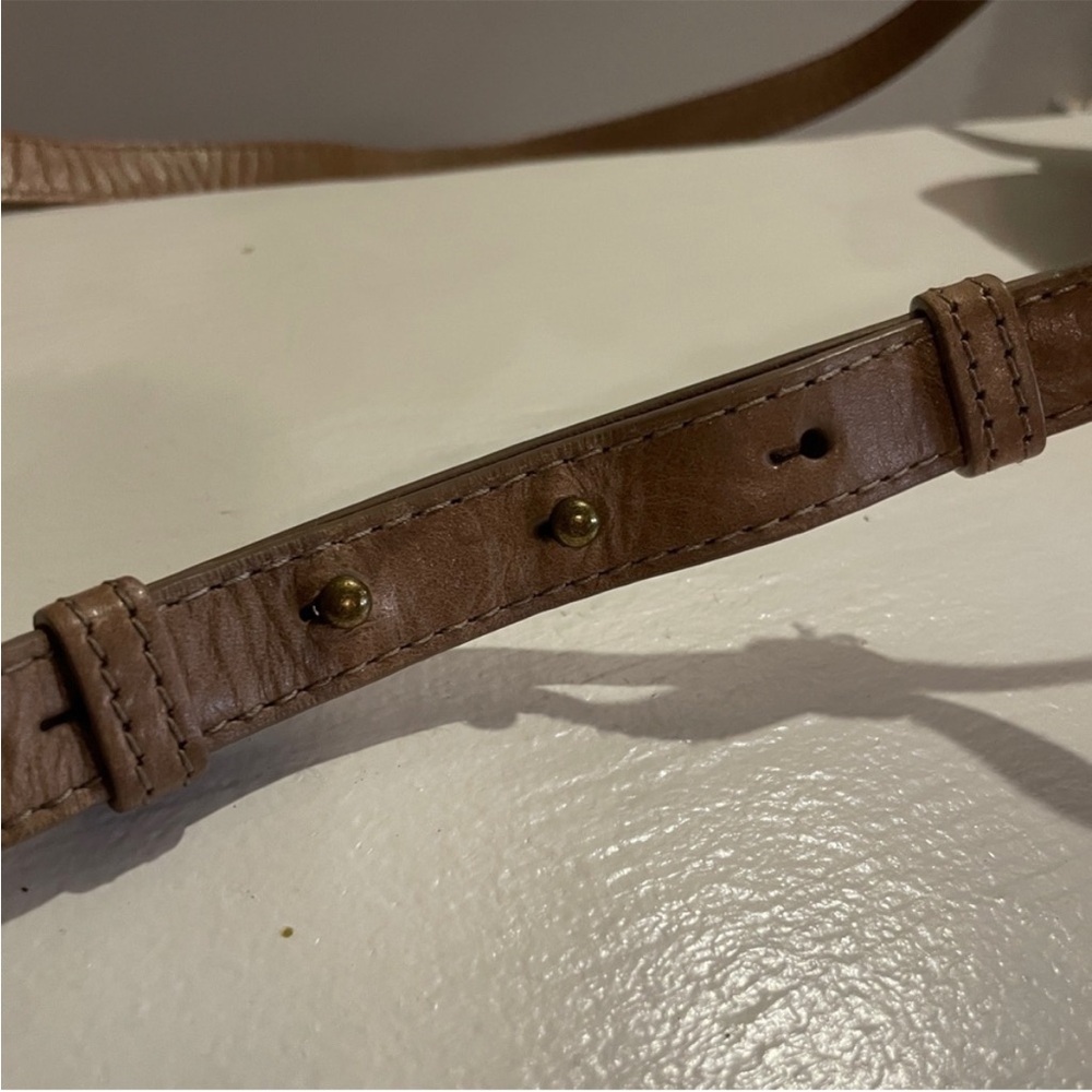 Lucky Brand Leather Crossbody Bag Taupe O Ring Tassel Boho Flap - Picture 7 of 13